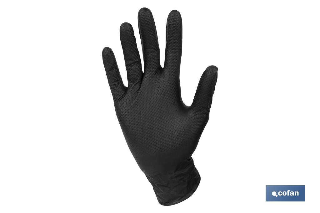 CAJA 100 UDS. GUANTES DE NITRILO NEGRO DIAMANTADO 8,5 G TALLA S