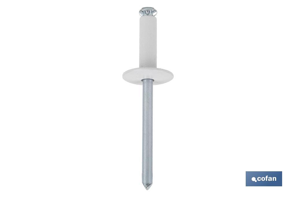REMACHE FLOR ALA ANCHA BLANCO 4 X 16 MM (PACK: 500 UDS)