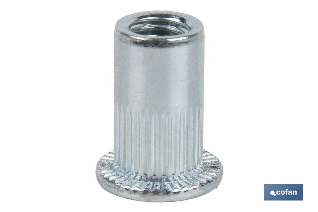 TUERCAS REMACHABLES RANURADAS ANCHAS ACERO M3 (PACK: 1000 UDS)