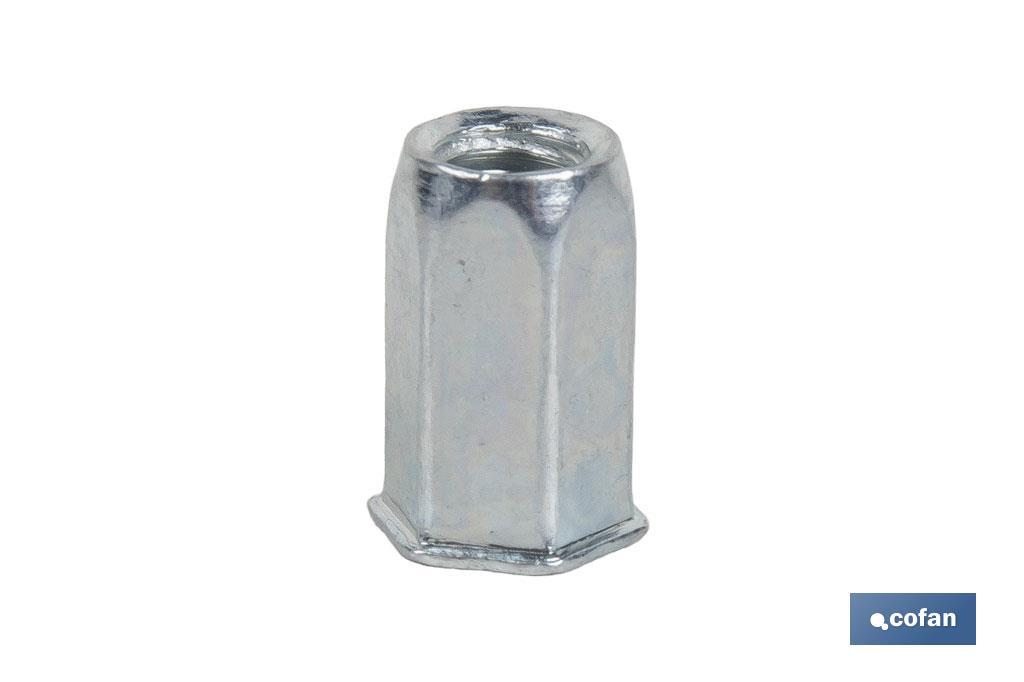 TUERCAS REMACHABLES HEXAGONAL CABEZA REDUCIDA ACERO M5 (PACK: 500 UDS)