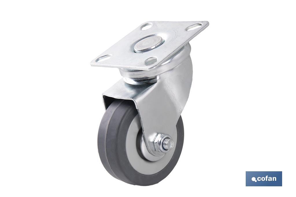 RUEDA GOMA/GRIS PLACA Ø50X18MM (PACK: 4 UDS) RUEDA GOMA/GRIS PLACA Ø50X18MM (PACK: 4 UDS)