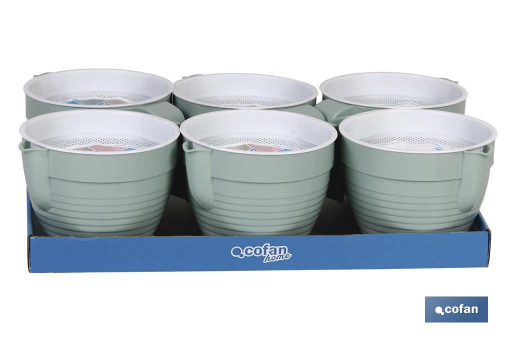 GRASERA COLADOR 500ml MODELO ALBAHACA VERDE AGUA 16.5X12X10cm (PACK: 6 UDS) GRASERA COLADOR 500ml MODELO ALBAHACA VERDE AGUA 16.5X12X10cm (PACK: 6 UDS)
