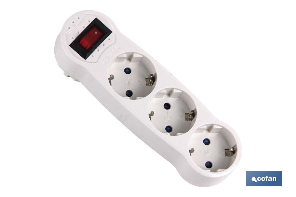 ADAPTADOR 3 VIAS FRONTAL SCHUKO CON INTERRUPTOR (3.500W) (PACK: 1 UDS) ADAPTADOR 3 VIAS FRONTAL SCHUKO CON INTERRUPTOR (3.500W) (PACK: 1 UDS)