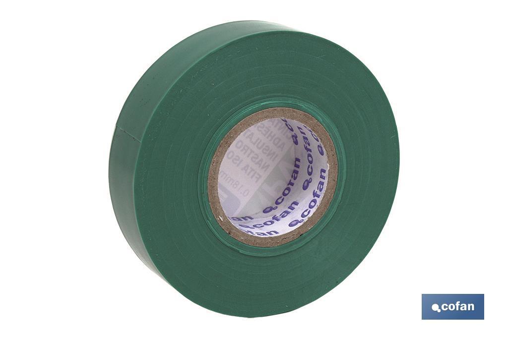 CINTA AISLANTE 180 Micras VERDE 19mmX20 Metros venta unitaria (PACK: 1 UDS)