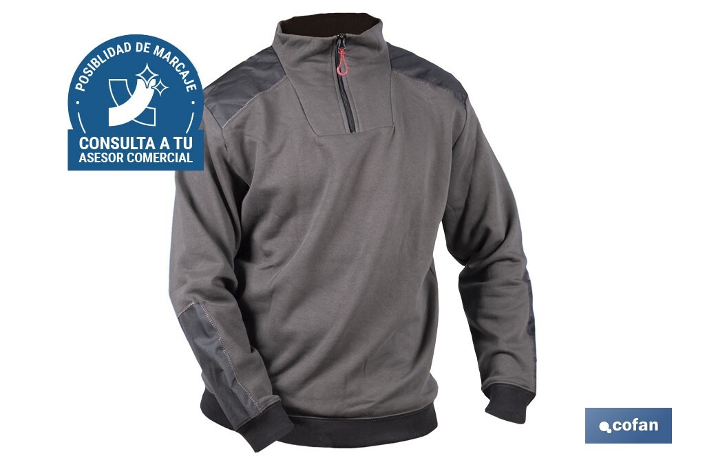 SUDADERA CUELLO CREMALLERA 280gms/m GRIS-NEGRO T-XL (PACK: 1 UDS)