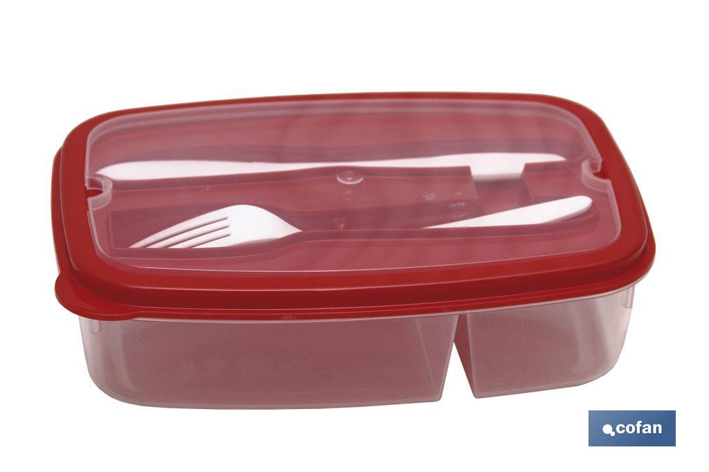 FIAMBRERA VERDE RECTANGULAR CON CUBIERTOS 1,5 L
