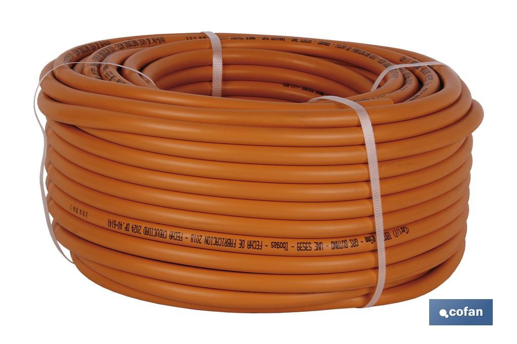 TUBO GAS FLEXIBLE NARANJA UNE 53539 Ø8X60M (PACK: 1 UDS)