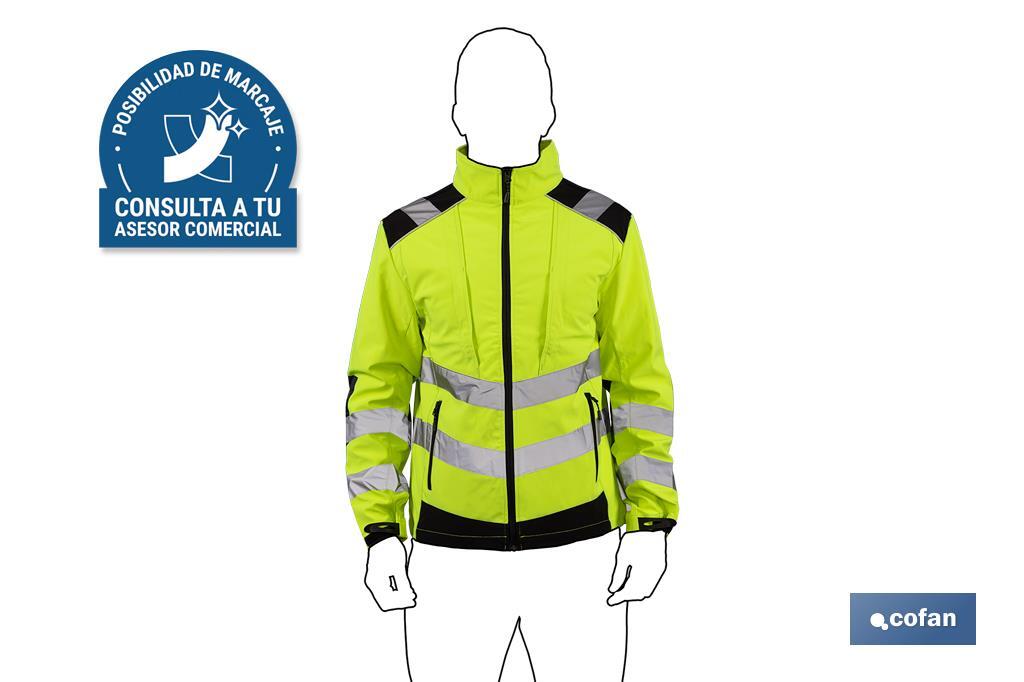 SOFTSHELL DE ALTA VISIBILIDAD MODELO ALFA CENTAURI AMARILLO Y NEGRO TALLA S (PACK: 1 UDS)