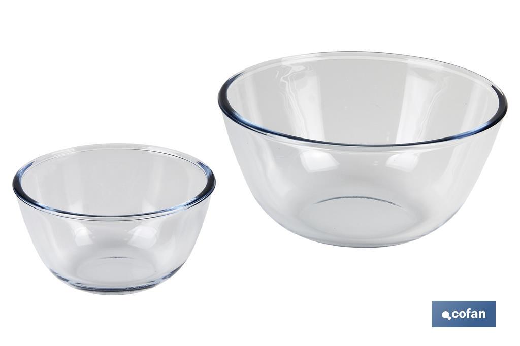 Set de 2 Ensaladeras redondas de borosilicato Modelo Baritina I Capacidad: 800 ml - 2700 ml | Dos boles con diferentes medidas